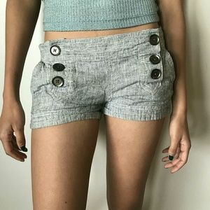 heather gray sailor-style mini shorts